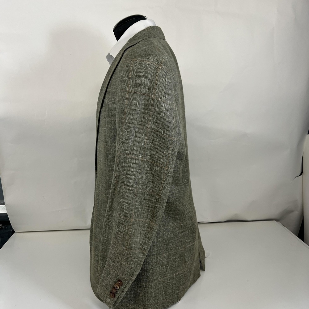 Brooks Brothers Fitzgerald Silk Linen E Thomas  43R Gray Herringbone Sport Coat - Picture 7 of 16